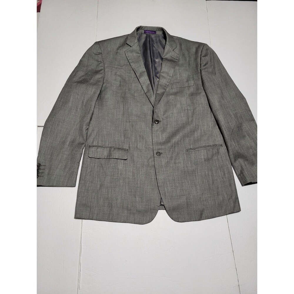 L5)2pc Vinci Made In Italy Suit Vest And Blazer Size Men's 46L Gray